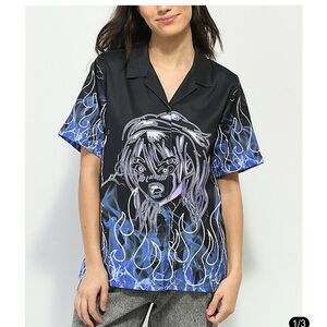 Vitriol Anime Flame Short Sleeve Button Up
